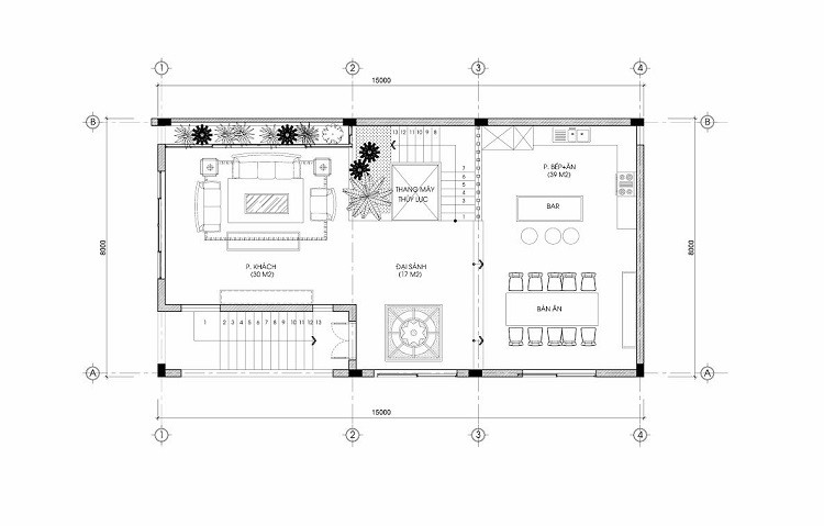 Mẫu bản vẽ thiết kế biệt thự đẹp 5 tầng