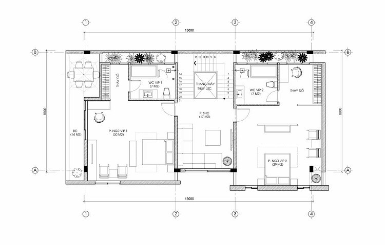 Mẫu bản vẽ thiết kế biệt thự đẹp 5 tầng